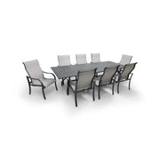 Coastline 9 Piece Graphite Dining Group W/ 44"x112" Rect. Table - The Great Escape
