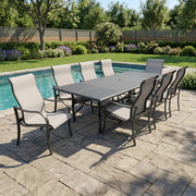 Coastline 9 Piece Graphite Dining Group W/ 44"x112" Rect. Table - The Great Escape