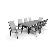 Coastline 9 Piece Graphite Dining Group W/ 44"x112" Rect. Table - The Great Escape