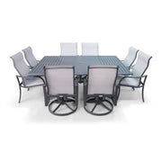 Coastline 9 Piece Graphite Dining Group With 2 Swivel Rockers - The Great Escape