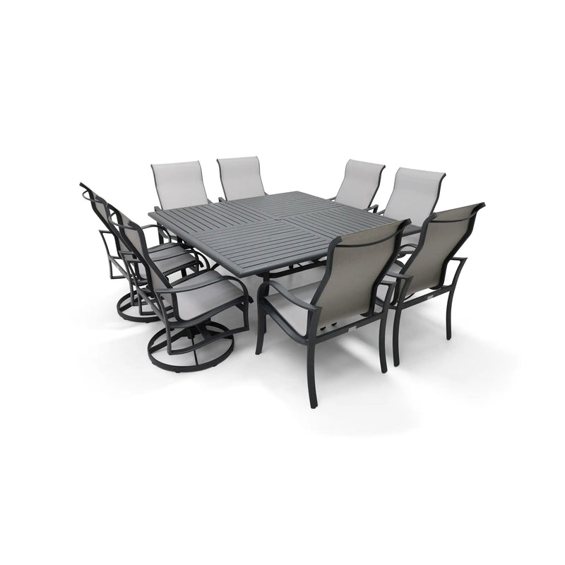 Coastline 9 Piece Graphite Square Dining Group - The Great Escape