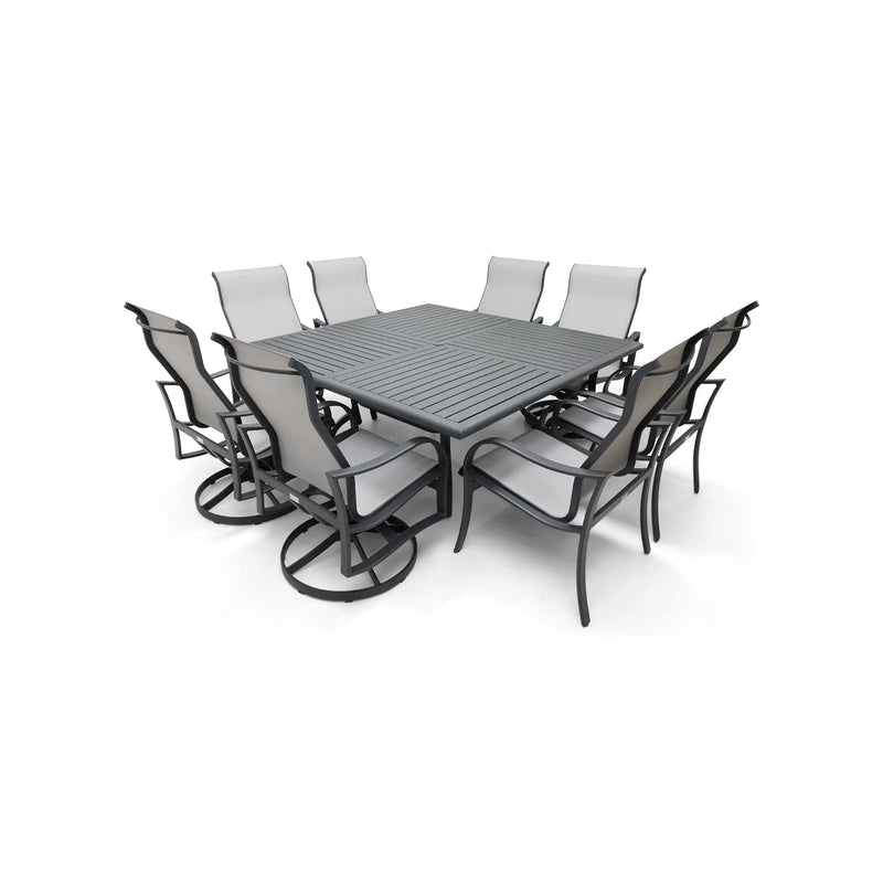 Coastline 9 Piece Graphite Square Dining Group - The Great Escape