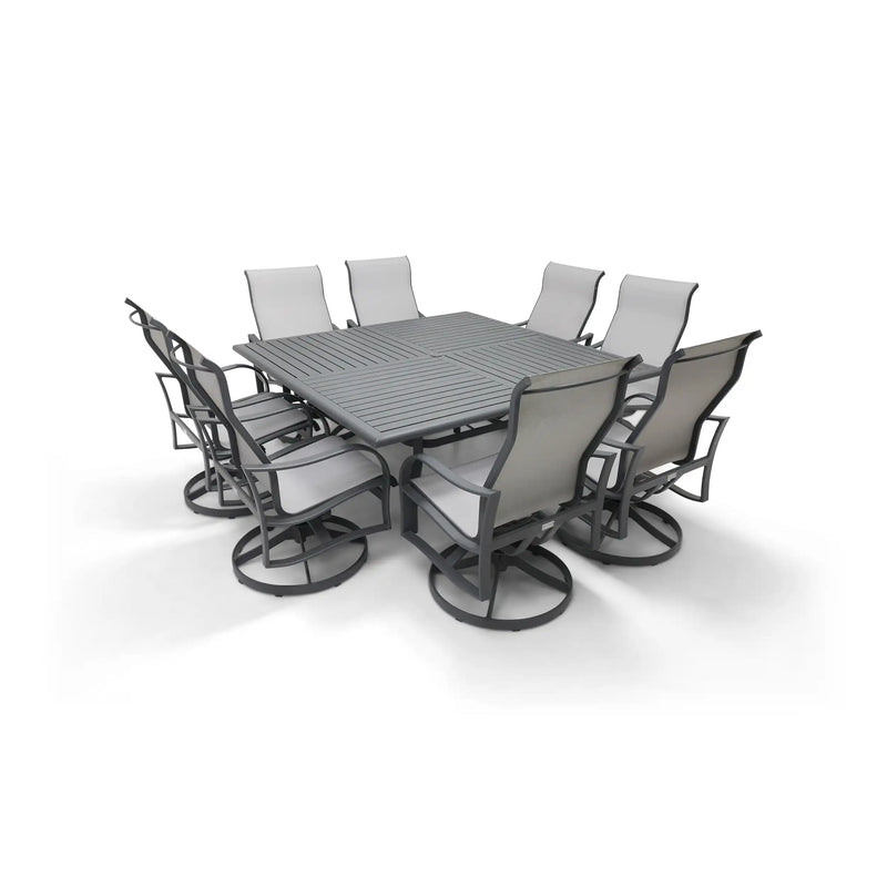 Coastline 9 Piece Graphite Square Dining Group - The Great Escape