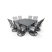 Coastline 9 Piece Graphite Square Dining Group - The Great Escape