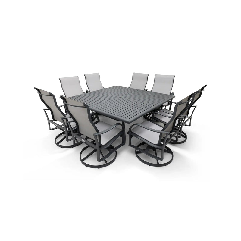 Coastline 9 Piece Graphite Square Dining Group - The Great Escape