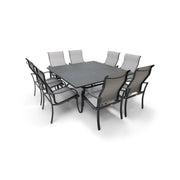 Coastline 9 Piece Graphite Square Dining Group - The Great Escape