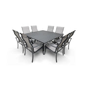 Coastline 9 Piece Graphite Square Dining Group - The Great Escape