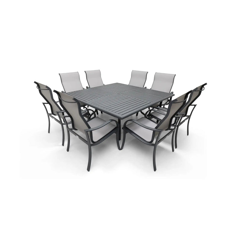 Coastline 9 Piece Graphite Square Dining Group - The Great Escape