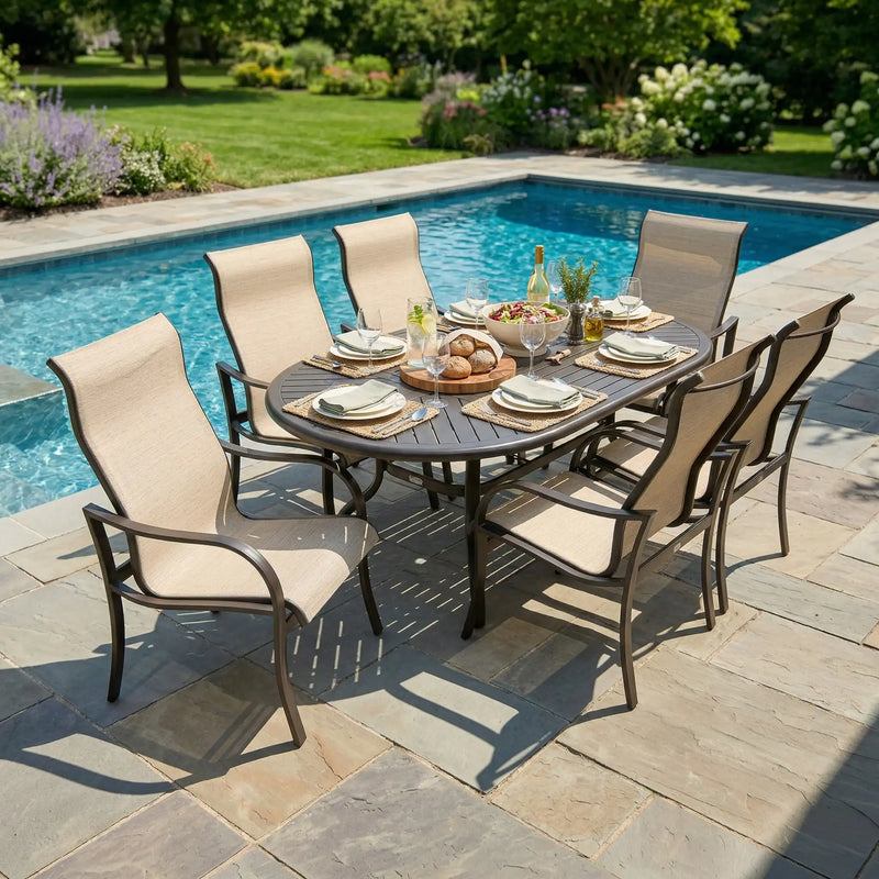 Coastline 7 Piece Scoria Oval Dining Group - The Great Escape