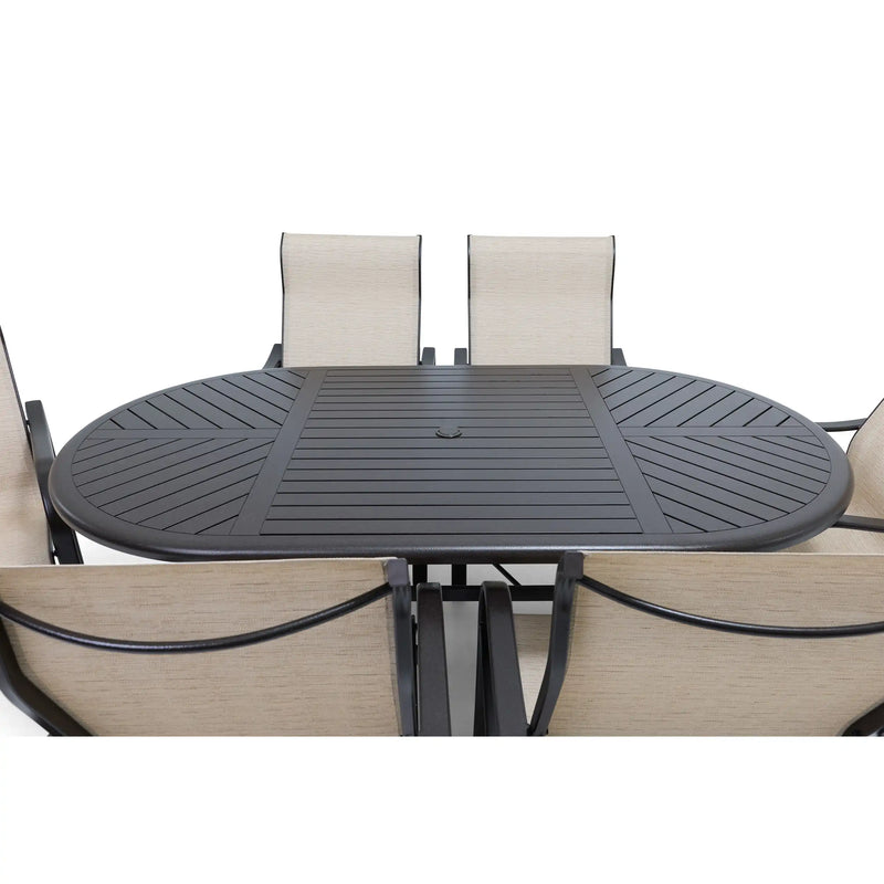 Coastline 7 Piece Scoria Oval Dining Group - The Great Escape