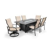 Coastline 7 Piece Scoria Firepit Dining Group - The Great Escape