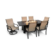 Coastline 7 Piece Scoria Firepit Dining Group - The Great Escape