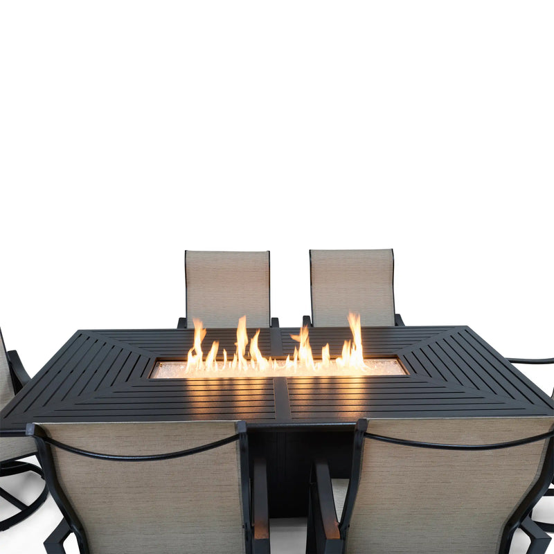 Coastline 7 Piece Scoria Firepit Dining Group - The Great Escape