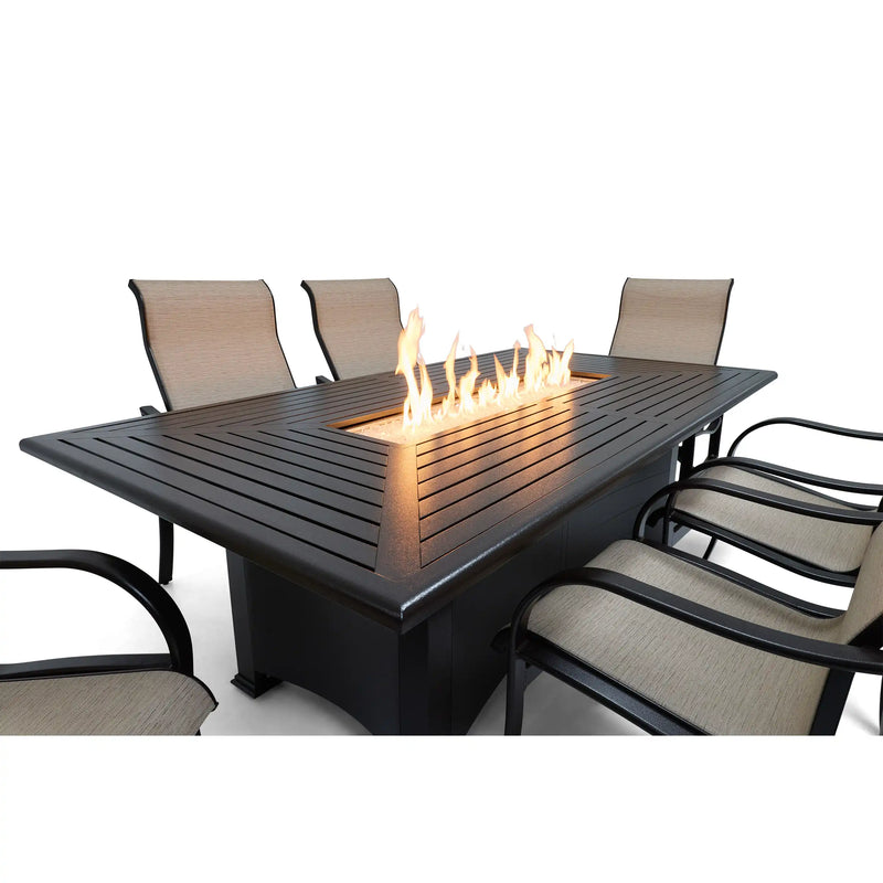 Coastline 7 Piece Scoria Firepit Dining Group - The Great Escape
