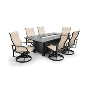 Coastline 7 Piece Scoria Firepit Dining Group - The Great Escape