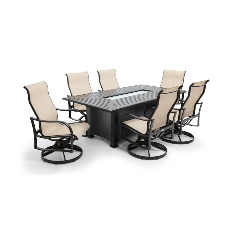 Coastline 7 Piece Scoria Firepit Dining Group - The Great Escape