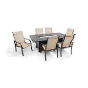 Coastline 7 Piece Scoria Firepit Dining Group - The Great Escape
