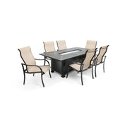Coastline 7 Piece Scoria Firepit Dining Group - The Great Escape