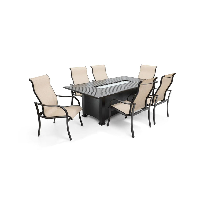 Coastline 7 Piece Scoria Firepit Dining Group - The Great Escape