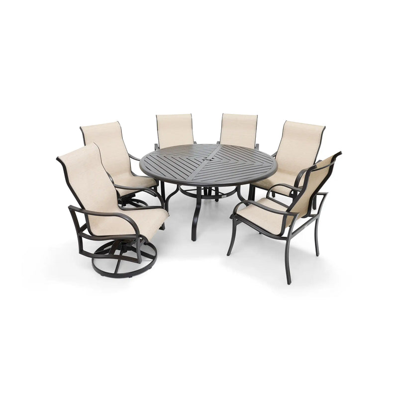 Coastline 7 Piece Scoria Round Dining Group - The Great Escape