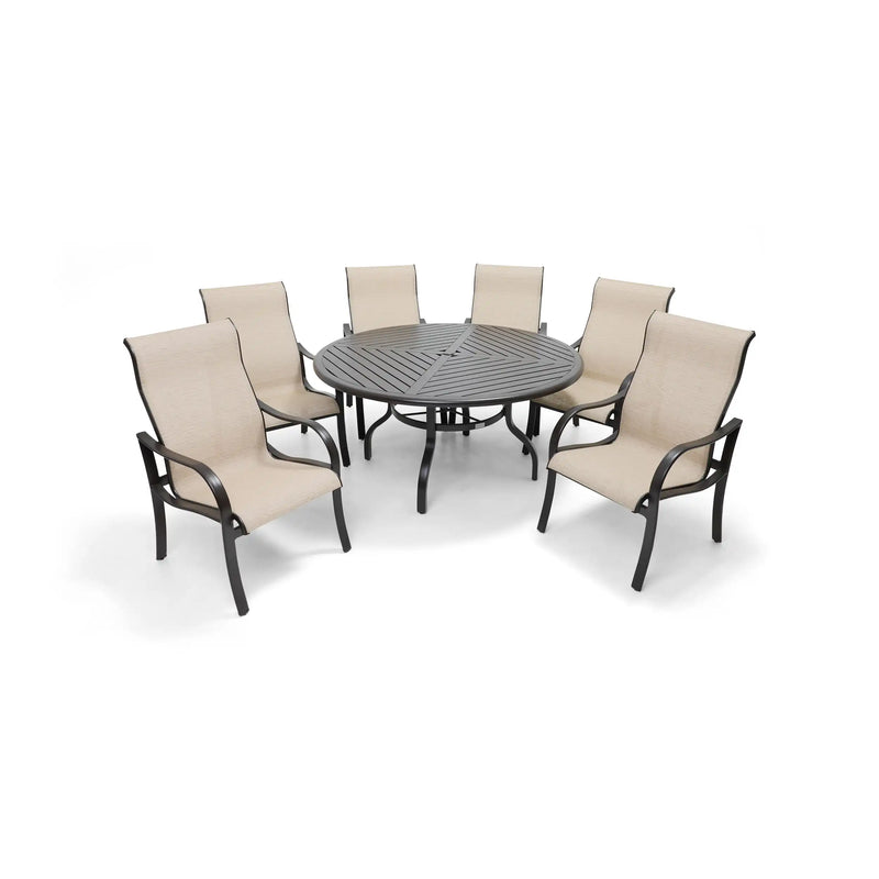 Coastline 7 Piece Scoria Round Dining Group - The Great Escape