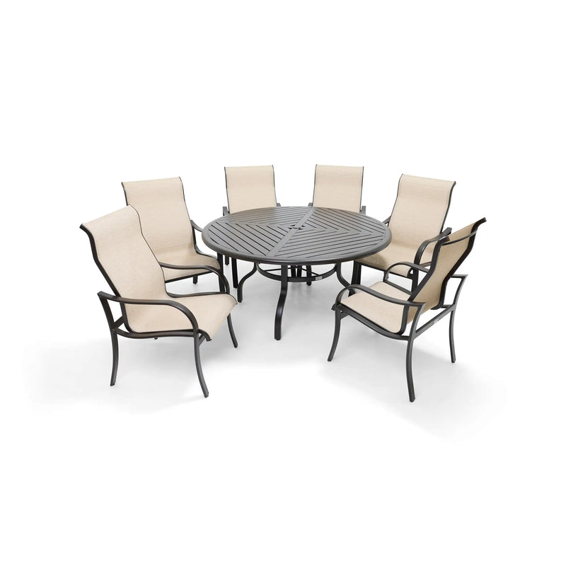 Coastline 7 Piece Scoria Round Dining Group - The Great Escape