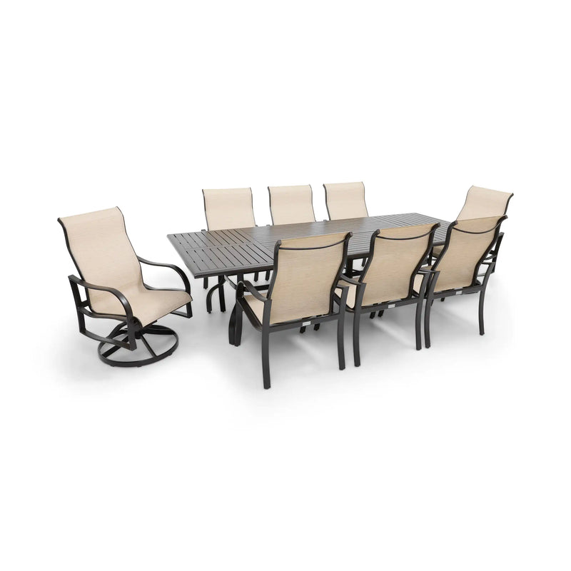 Coastline 9 Piece Scoria Dining Group W/ 44"x112" Rect. Table - The Great Escape