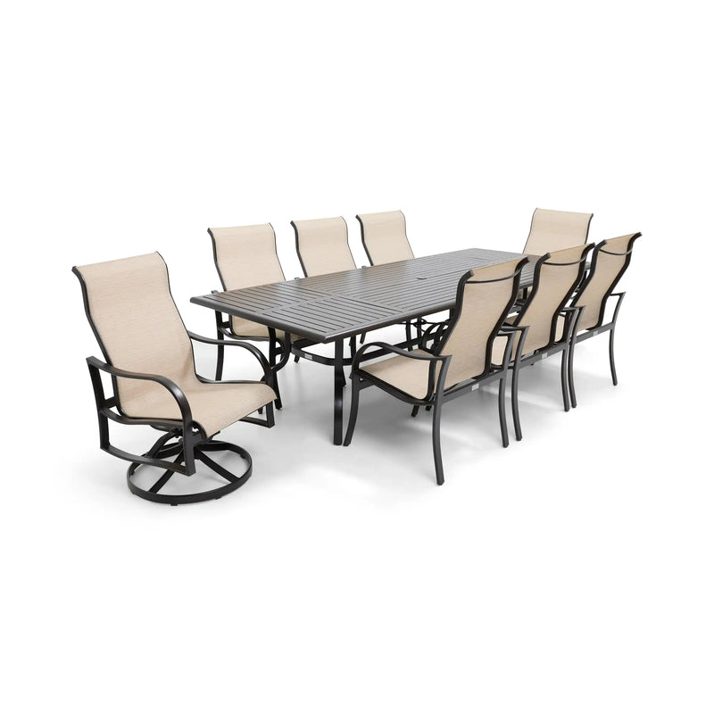 Coastline 9 Piece Scoria Dining Group W/ 44"x112" Rect. Table - The Great Escape