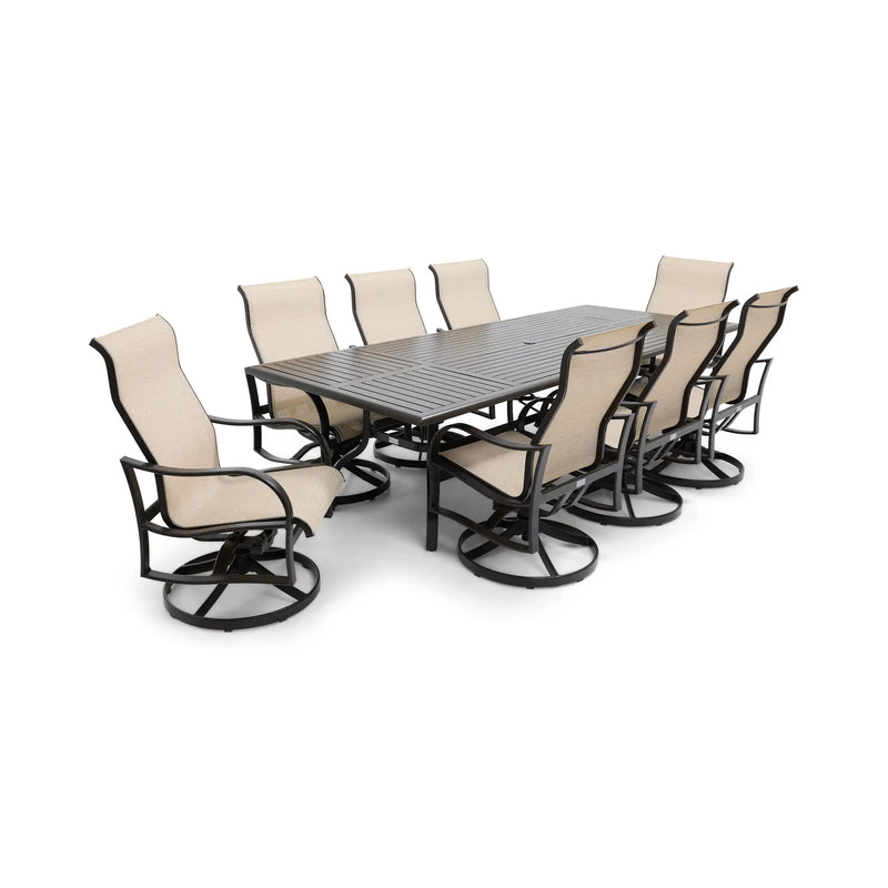 Coastline 9 Piece Scoria Dining Group W/ 44"x112" Rect. Table - The Great Escape