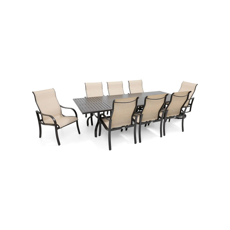 Coastline 9 Piece Scoria Dining Group W/ 44"x112" Rect. Table - The Great Escape