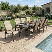 Coastline 9 Piece Scoria Dining Group W/ 44"x112" Rect. Table - The Great Escape