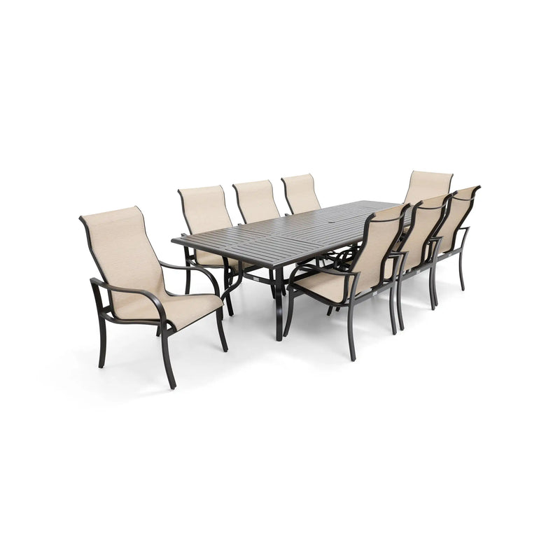 Coastline 9 Piece Scoria Dining Group W/ 44"x112" Rect. Table - The Great Escape