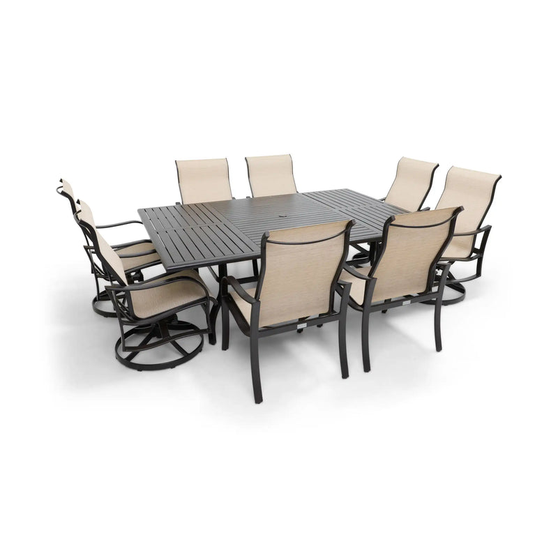 Coastline 9 Piece Scoria Dining Group W/ 60"x84" Rect. Table - The Great Escape