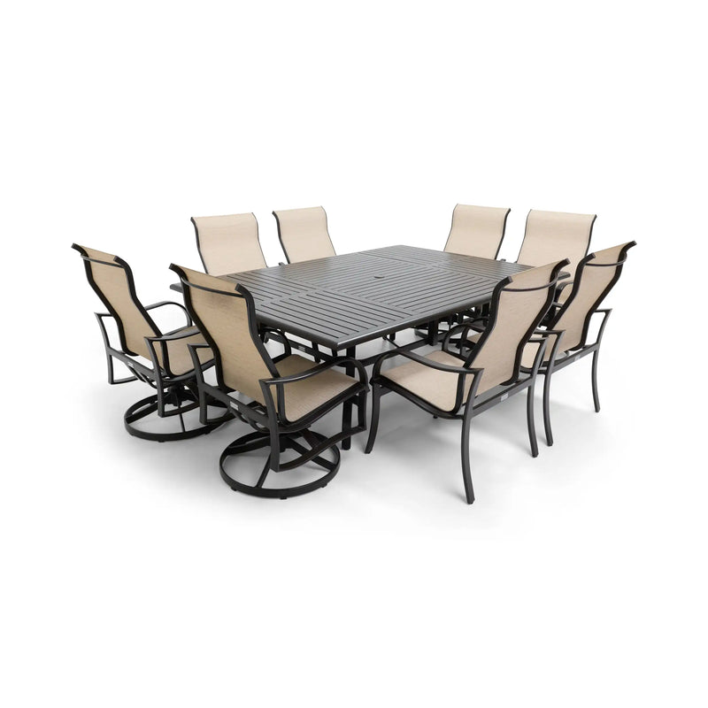 Coastline 9 Piece Scoria Dining Group W/ 60"x84" Rect. Table - The Great Escape