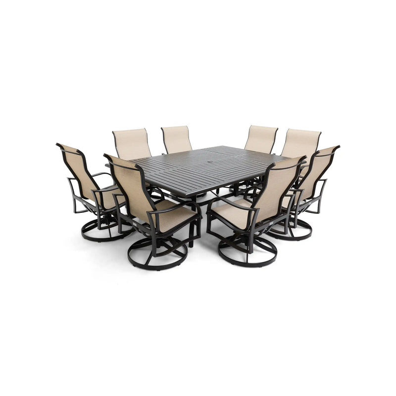 Coastline 9 Piece Scoria Dining Group W/ 60"x84" Rect. Table - The Great Escape