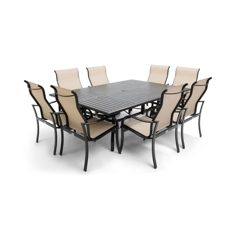Coastline 9 Piece Scoria Dining Group W/ 60"x84" Rect. Table - The Great Escape