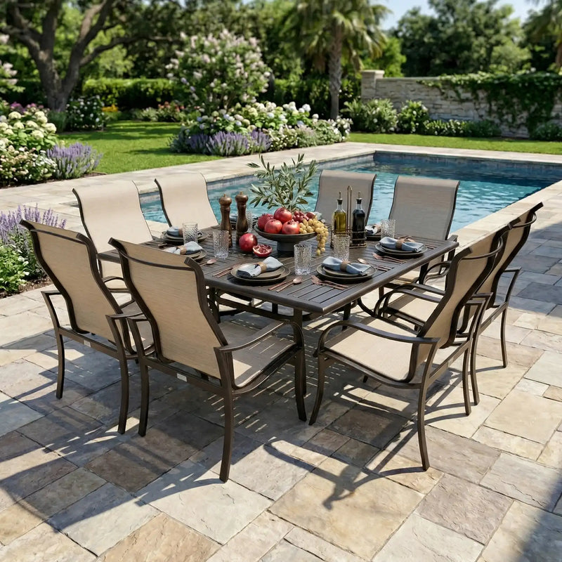 Coastline 9 Piece Scoria Square Dining Group - The Great Escape