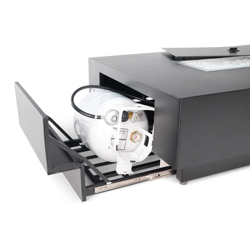 36"x58" Black Modern Fire Table W/ Lid - The Great Escape