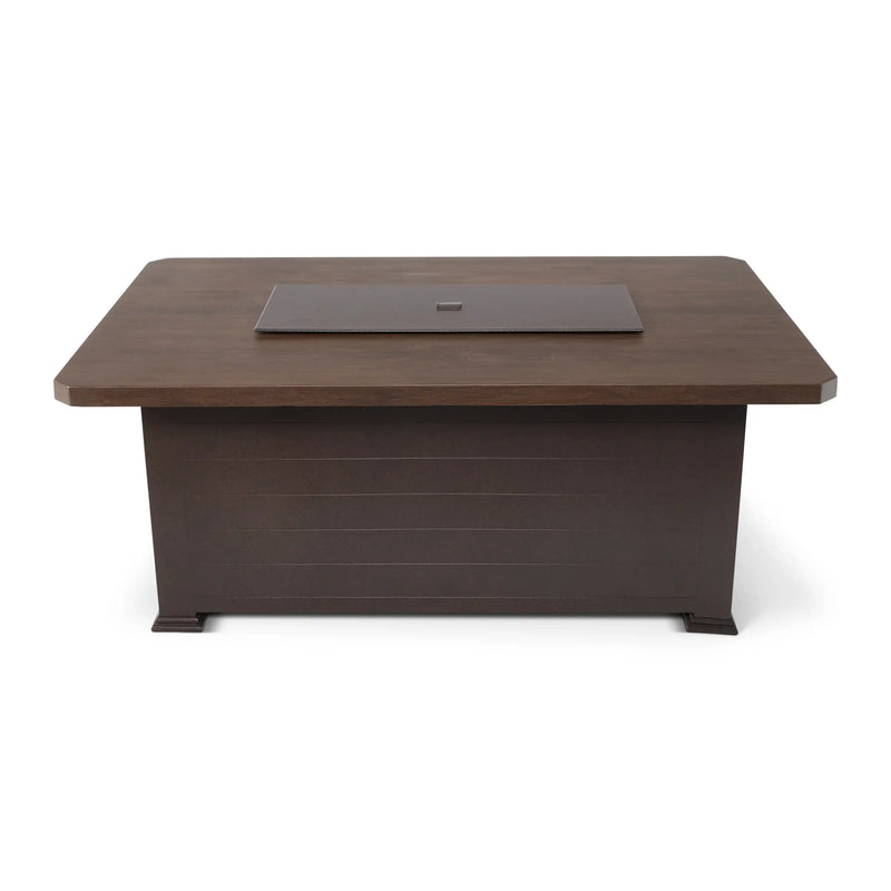 36"x58" Erie Etch Reclaimed Barnwood Fire Table W/ Lid - The Great Escape