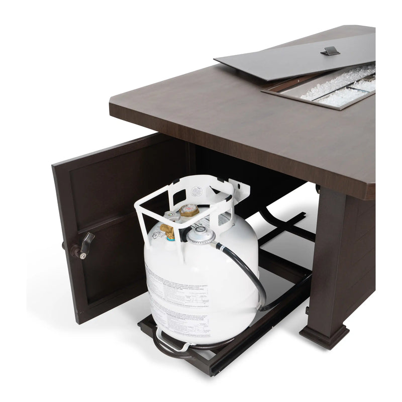 36"x58" Erie Etch Reclaimed Barnwood Fire Table W/ Lid - The Great Escape