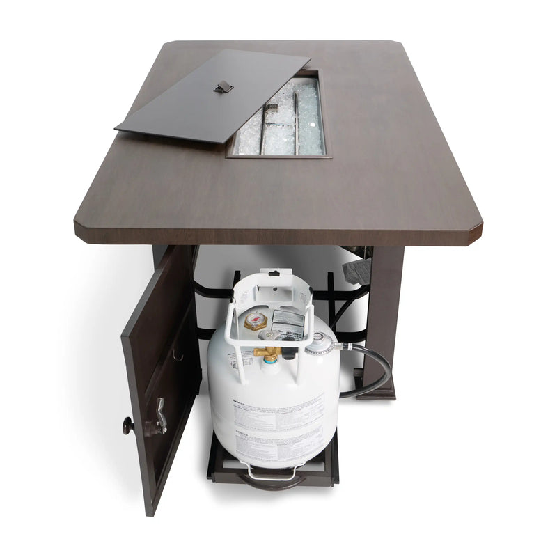 36"x58" Erie Etch Reclaimed Barnwood Fire Table W/ Lid - The Great Escape