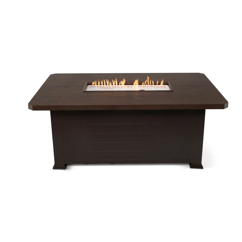 36"x58" Erie Etch Reclaimed Barnwood Fire Table W/ Lid - The Great Escape