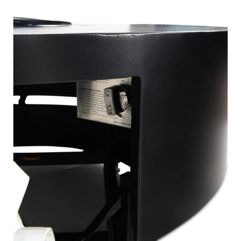 42" Round Black Modern Fire Table W/ Lid - The Great Escape