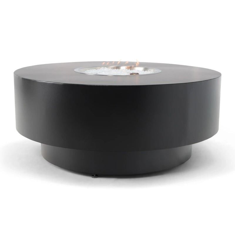42" Round Black Modern Fire Table W/ Lid - The Great Escape