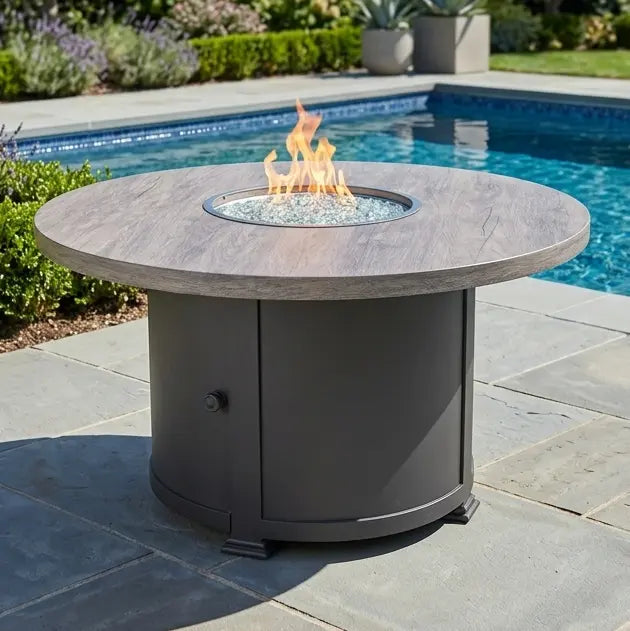 42" Grey Erie Etch Fire Table W/ Lid - The Great Escape