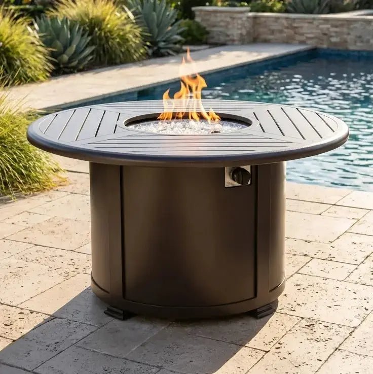 42" Scoria Fire Table W/ Lid - The Great Escape