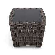 Kampala Grey 23 Inch Square End Table With Print Glass - The Great Escape