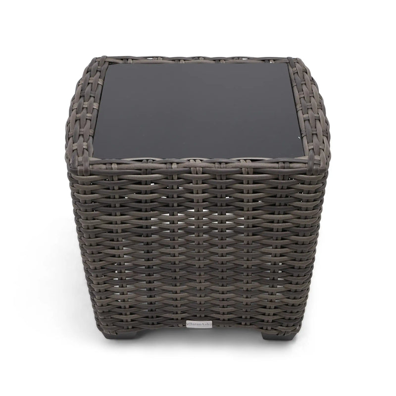 Kampala Grey 23 Inch Square End Table With Print Glass - The Great Escape