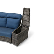 Grey Kampala 4 Piece Lifeguard Lapis Indigo Curved Sectional Group - The Great Escape