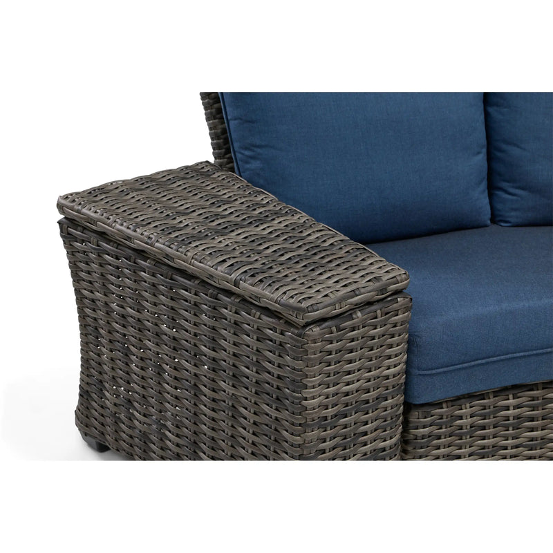 Grey Kampala 4 Piece Lifeguard Lapis Indigo Curved Sectional Group - The Great Escape